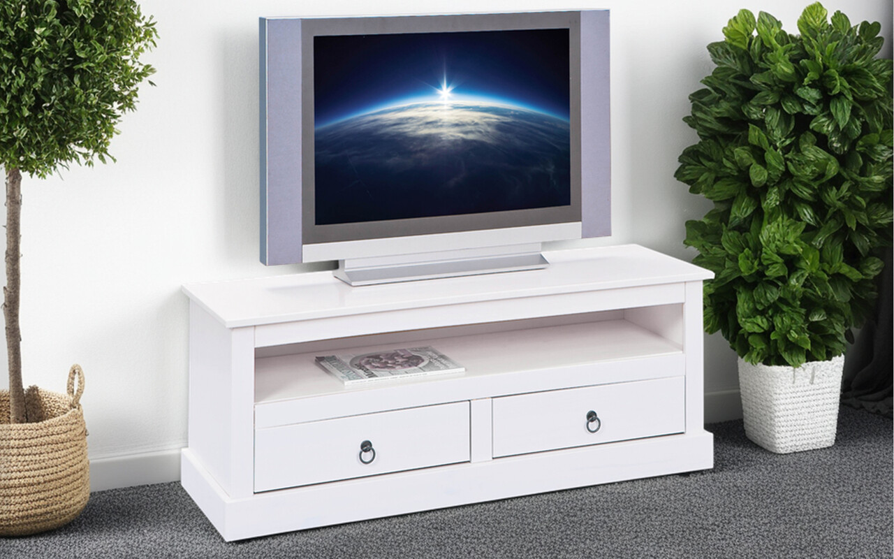 Comoda TV Provence 3, Inter Link, 118x39x45 cm, lemn, alb - imagine 6